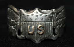 Wonderful WWI Aviator's Ring Made From A Shirt Size Pilot Wing by Eisenstadt with LE Hallmark