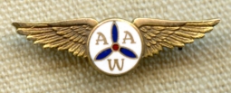 WWII era AWA Aircraft Workers Alliance Union Lapel Wing Generally Associated with Thompson Aircraft