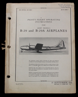 Very Rare, Late WWII B-29 Pilot Flight Operating Instructions Manual