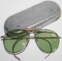 Beautiful WWII US Forces Aviators' Sunglasses in Issue Case Marked Bausch & Lomb