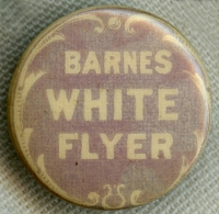 Great Vintage 1900 Barnes White Flyer Bicycle Celluloid Lapel Stud