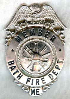 1950s Bath, Maine Fire Department Badge