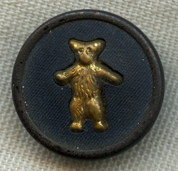Great Vintage Ca. 1902-1908 Teddy Roosevelt Teddy Bear Button in Gilt Brass & Painted Tin
