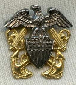 Beautiful WWII USN Officer Overseas Cap Badge by Balfour