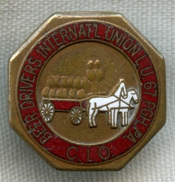 Great 1930s Beer Drivers' International Union Enameled Hat Badge from Local #67, Pittsburgh, PA