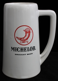 Rare 1950's Michelob Draught Beer Ceramic Mug with Red Horn Logo. Made in the U.S.A.