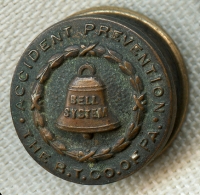 Scarce 1920's Bronze Bell System Accident Prevention Lapel Pin from Bell Telephone Co., Pennsylvania