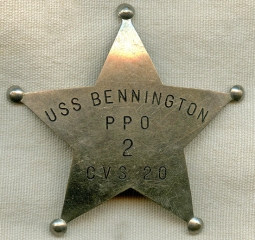 Great 1960's USS Bennington CVS-20 Police Petty Officer Badge #2
