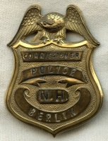 Unique 1930s Berlin, New Hampshire Police Commissioner Badge