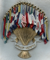 Huge & Gorgeous Early 1940's "Friends Forever" Brooch for the Inter-American Scholarship Fund