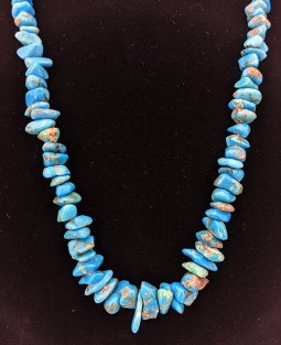 Beautiful Vintage 1950's Navajo Blue Gem Turquoise Nugget Necklace with 2 Navajo "Pearls"