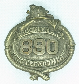 Ext. Rare ca 1855 - 1869 Brooklyn New York Eastern District Fire Dept. Badge #890