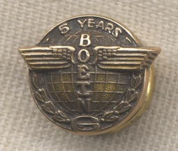 1950s Boeing 5 Years of Service Pin in 10K Gold