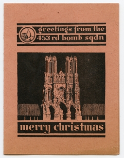 Nice WWII USAAF 453rd Bomb Sq. 323rd Bomb Group. 9th Air Force Christmas Card from 1944.