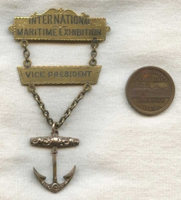 1889-1890 Boston International Maritime Exhibition Vice President Badge & Medallion