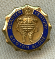 Early 1950's Boston Globe Newspaper 25 Years of Service Lapel Pin by Robbins