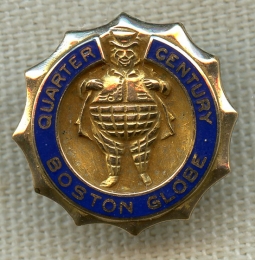 Late 1950's Boston Globe Newspaper 25 Years of Service Lapel Pin by Robbins