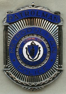 Cool Vintage 1980's Boston, MA Metropolitan Police Patrolman Badge by GA REL