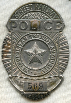 1920's-30's Boston Metro Transit Authority Street Railway Police Badge #569