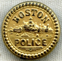 Beautiful & Rare 1860s Boston, MA Police Uniform Button. Civil War Era Evan's Button Co. Back Mark