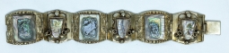 Lovery Early 1940's Signed TAXCO Sterling & Abalone Articulated Bracelet.