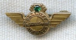 1940s Braniff International Airways 10K Lapel Pin with Emerald Chip