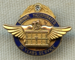 Scarce 1950's-1960's 10K Gold Brink's Armored Car Service 30 Year Service Pin