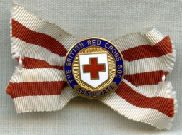 WWII British Red Cross Society Associate Badge by Gaunt with Service Ribbon