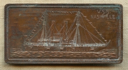 Rare 1909 Bronze Medal for the USS Nashville's Visit to Chicago  in Perlial original case