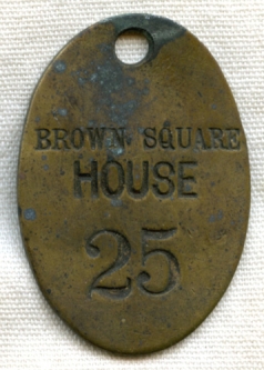 Circa 1890s Inn Key Fob from Historic Brown Square House, Newburyport, Massachusetts