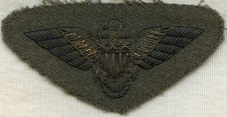 Beautiful & Salty WWII USN Bullion Pilot Wing on Aviation Forest Green Gabardine Wool