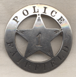 Ca 1880's - 1890's Old West GHOST TOWN Fairfield Kansas Police Large Circle Star Badge by Liepsner