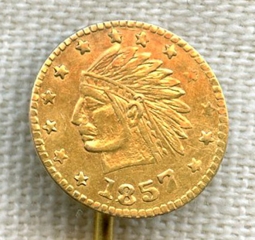 1857 California Gold Dollar Later Made into a Stickpin or Cravat Pin