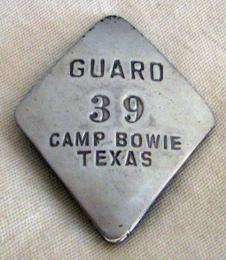 Rare WWII US Army POW Camp Guard Badge from Camp Bowie, Texas