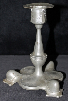 Lovely Ca. 1900 Pewter Candlestick in High Art Nouveau Style by Orivit, AG in Koln, Germany