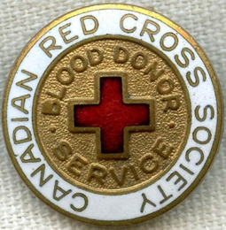 Numbered 1930s Canadian Red Cross Society Blood Donor Service Member Badge