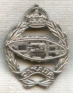 WWII Canadian Tank Corps Sweetheart Pin in Silver-Plated Brass