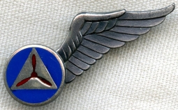 Rare WWII Civil Air Patrol Observer Wing in Enameled Silver by GEMSCO