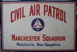Ext. Rare WWII Civil Air Patrol (CAP) Squadron HQ Sign for Manchester Squadron New Hampshire