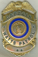 1970's - 1980's Watts (Security) Patrol Captain Badge
