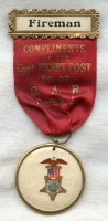 Ca. 1900's-1910's Belvidere, New Jersey GAR Captain Henry Post No. 97 Parade Ribbon for Fireman