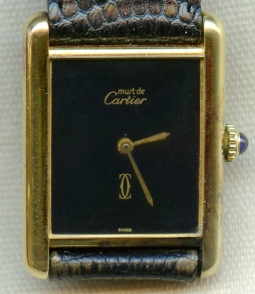 1990s Gold-Filled Silver Cartier "Tank" Wristwatch