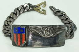 Beautiful, Heavy Silver Chinese Made CBI USAAF Air Crew Bracelet Named on back. 1942's - 1944's.