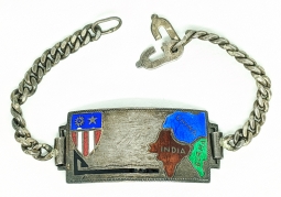 Beautiful Enameled CBI Theater ID Bracelet with map. Excellent Condition, Unengraved.