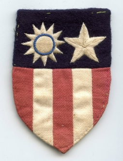 Theatre-Made WWII US Army CBI Shoulder Patch with Dark Blue Wool Top