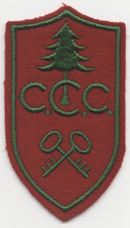 1930s Civilian Conservation Corps Supply Rate Patch, Green on Red.