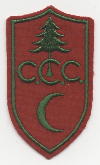 1930s Civilian Conservation Corps Steward Rate Patch, Right Facing, Green on Red.