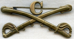 Nice 1870's Indian Wars era US Cavalry Troop C Kepi Badge in Leaded Brass