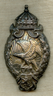 Ext, Rare & Beautiful WWI Bulgarian Observer Badge in 800 Silver. Original Owner's initials "B. P."