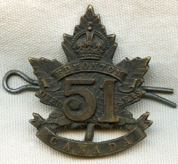 WWI CEF 51st Edmonton Overseas Battalion Cap Badge Unmarked